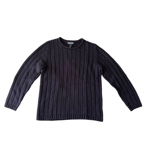 Lands End Navy Linen Cotton Rib Knit Sweater | M NWT - Picture 8 of 9